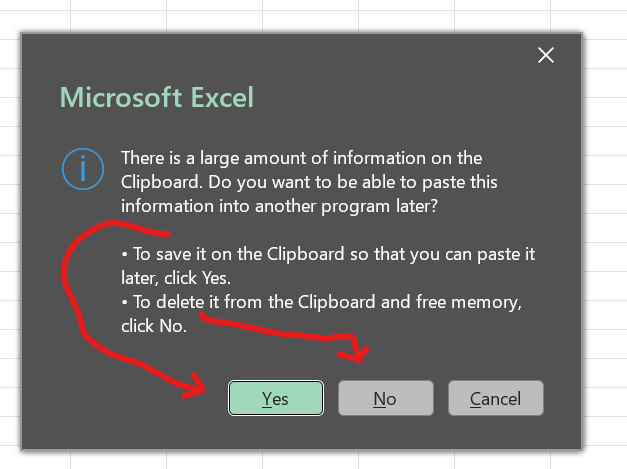 Hi <a href="/msexcel/">Microsoft Excel</a> can you please just label the buttons Save and Delete instead of Yes and No + a paragraph of text?