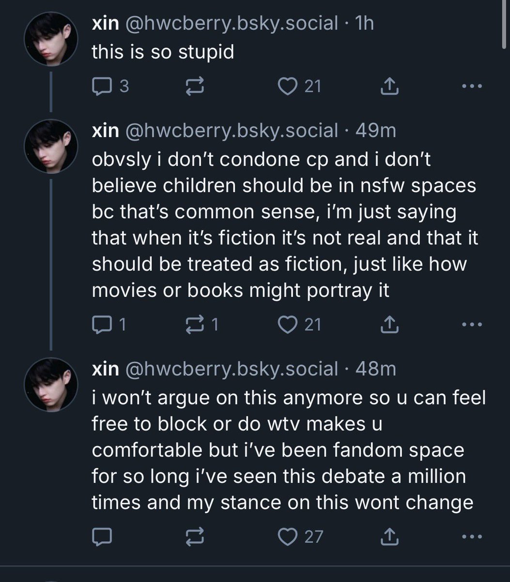 hwcberry you fucking weirdo. cp should NEVERR be drawn or defended idc if it’s fiction, it’s wrong and WEIRDD.