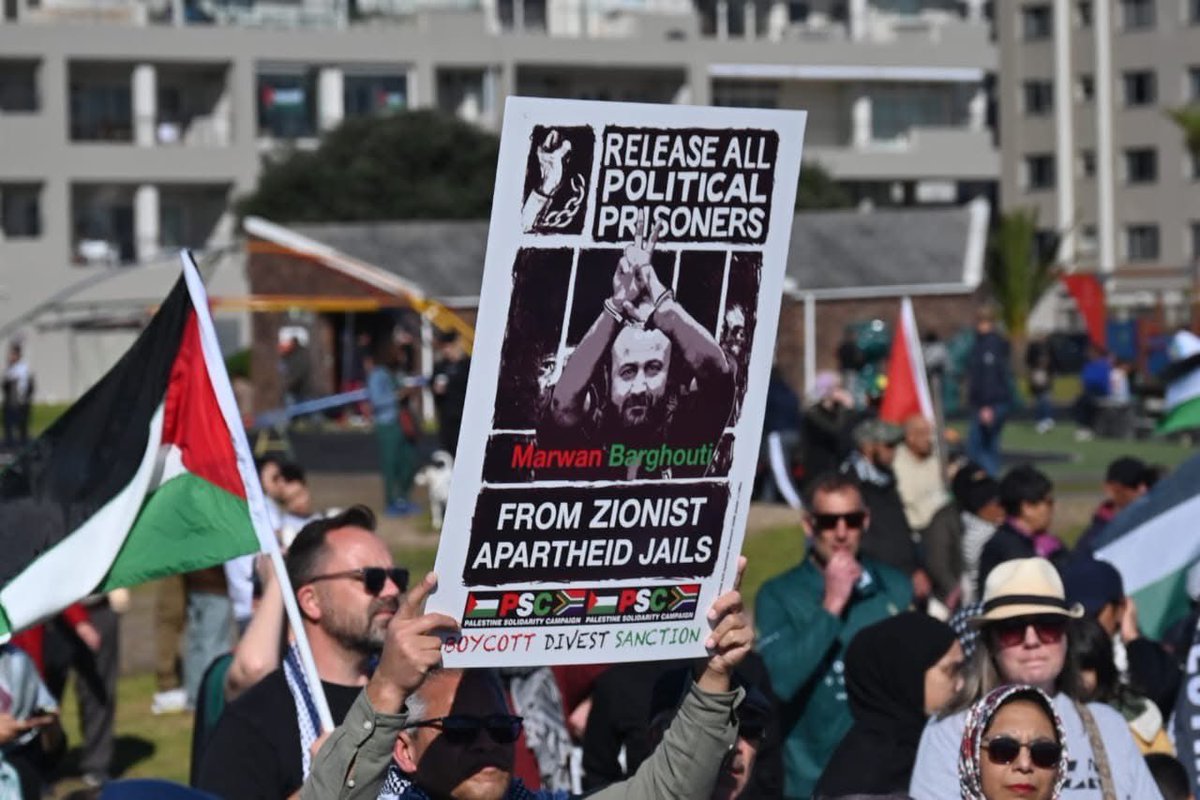pierredevos's tweet photo. Good turnout for the march against the Gaza genocide today in Sea Point. https://t.co/erGFIUTjGH