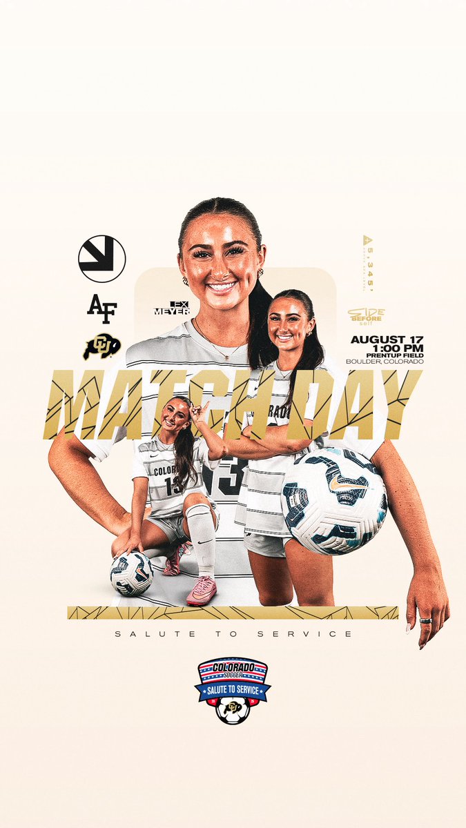 Matchday mode: ON. ✅

🆚 Air Force 
🕐 1 pm
📍 Prentup Field 
💻 ESPN+
📊 CUBuffs.com/socstats 

#SideBeforeSelf // #GoBuffs