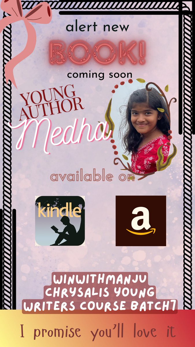 manjukmanohar's tweet photo. Please shower the next batch of young authors with blessings!
Book 7 from the series “WinWithManju Chrysalis Young Writers” will be out on Amazon soon.
#winwithmanju #top100indiancoach
#authorcoach #tedxspeakerscoach
#icfcoach #youngauthors
#CreativityUnleashed
#childauthor https://t.co/yNZbf0SKpP