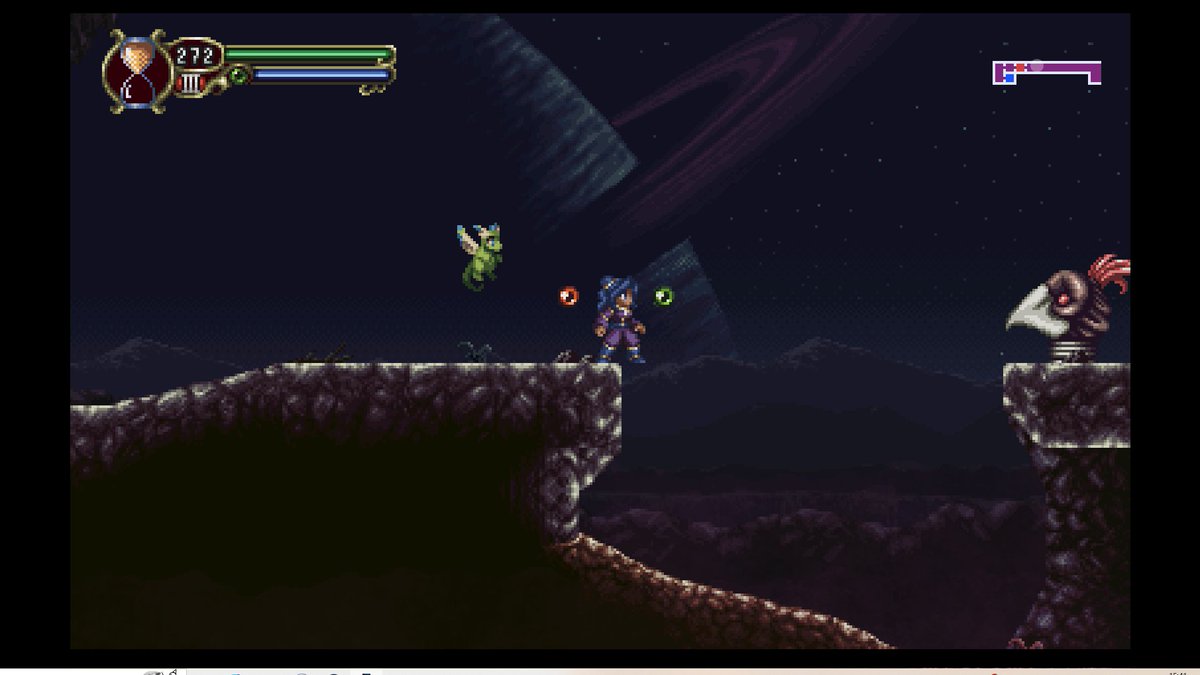 Ogu3rd's tweet photo. #TimeSpinner 始めました。
SFC感の美しいドット絵と癖のない操作感。BGMもとても良い。物語まだ最初の方ですが時間SFのような所があり、背景の惑星とかもあって非常に好みです(´ω`
マップ表示とか装備組み立てとか、レベルアップ演出とかファストトラベルとか、なにかとキャッスルヴァニア様式です https://t.co/eYXFJVRgZW