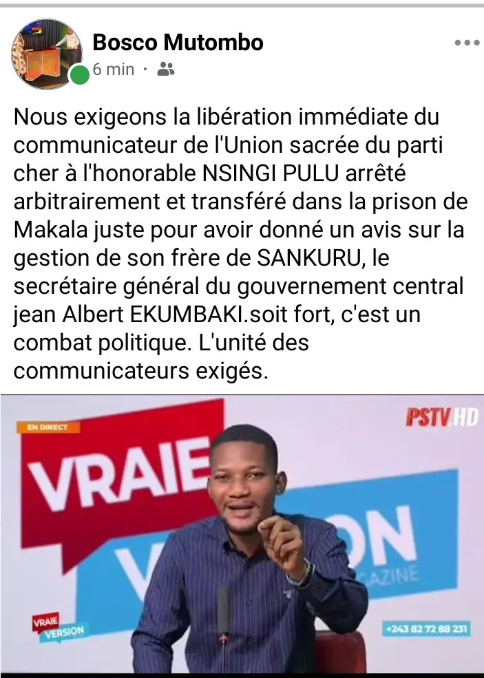 boscomutom1567's tweet image. RDC, Libéré Antoine BOTOKO.