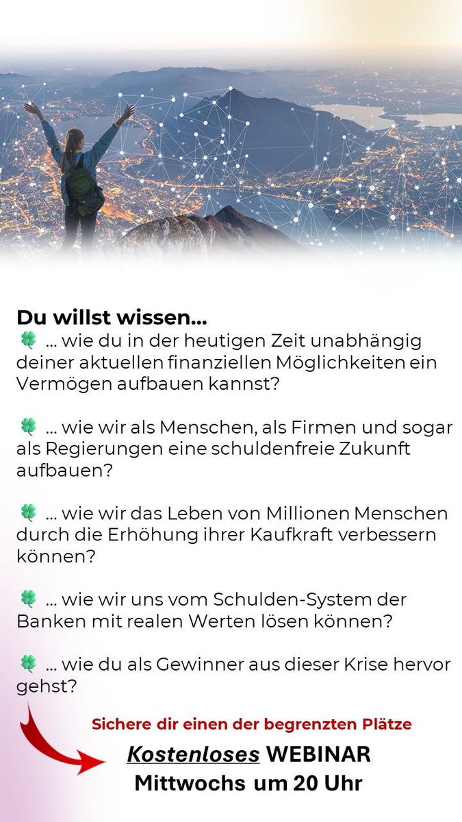 XEGARA🔥
21289.webinaris.co/31299/deine_ch…
Wachstum beginnt mit Vertrauen
Reale Werte. Persönlicher Zugang. Diskret.
Bei Interesse Zoom Link anfragen.
#PrivateBanking #Finanzelite #VermögenAufbauen #BTC #Finanzbildung #SmartInvestin