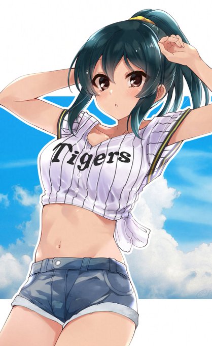 【絵】虎の球団のユニフォーム着てる大石泉ちゃん描きました🐯⚾ 