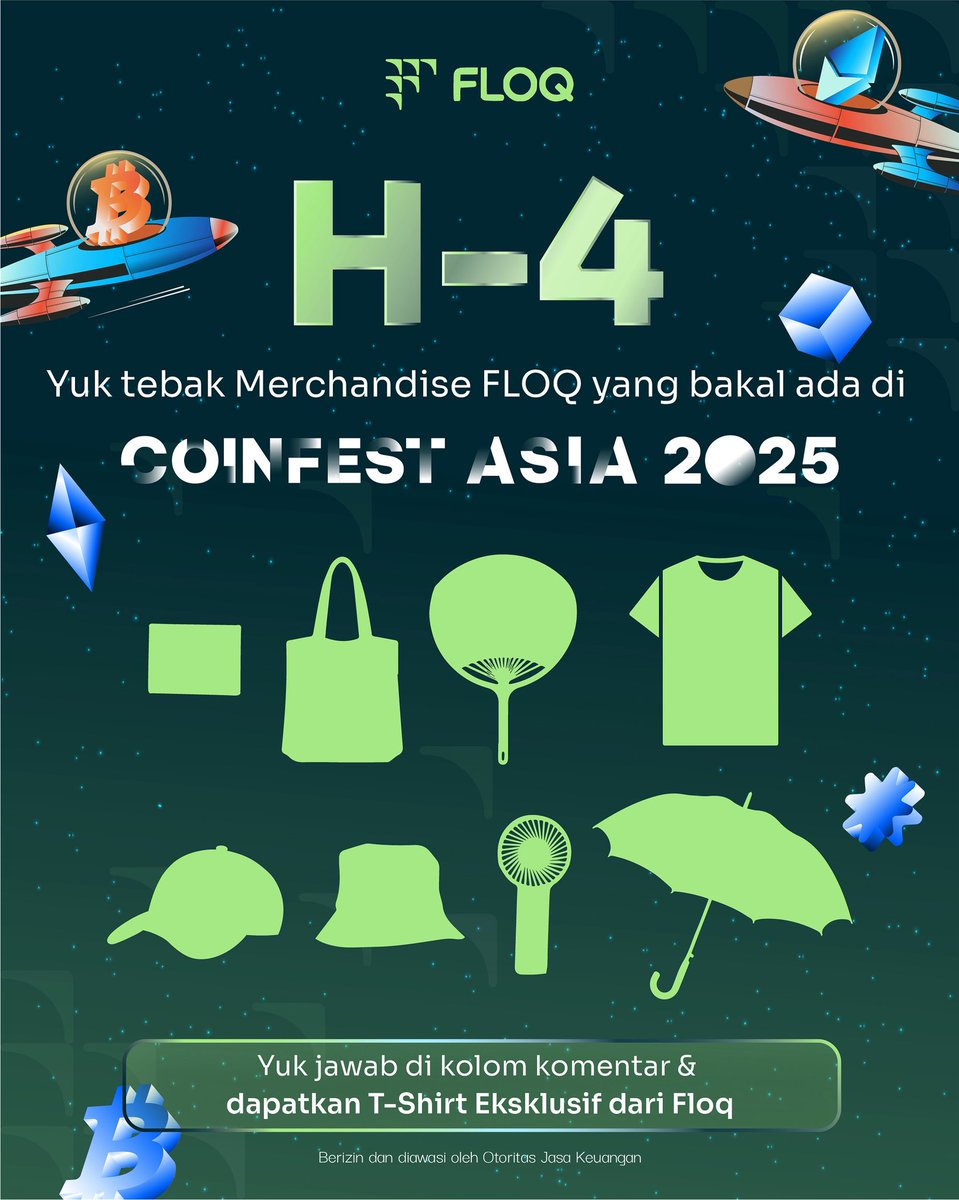 floq_id's tweet photo. 🎉 H-4!!!
Tebak merchandise FLOQ yuk 👀
Ini dia beberapa merchandise kece yang bisa kamu menangkan kalau main ke booth FLOQ!
Siapa yang bisa tebak semuanya dengan benar?
💡 Yang berhasil jawab, bakal dapet t-shirt eksklusif FLOQ 🎁
#floqforfreedom #cryptomadeeasy #forfreedom #floqid