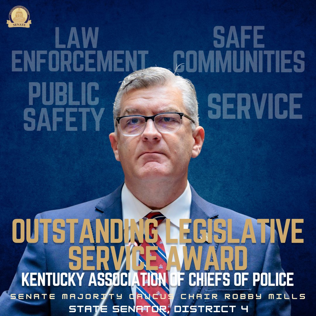 KYSenateGOP's tweet image. Congratulations are in order!

Nine of our Senate Majority Caucus members have received the 2025 Outstanding Legislative Service Award from the Kentucky Association of Chiefs of Police. 

This honor recognizes their leadership and commitment to public safety, modernizing…
