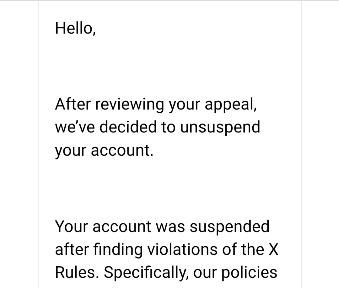 بعد از گذشت چندین ماه ، تویتر به این نتیجه رسید که من هیچ قانون X را نقض نکرده بودم و خوشبختانه اکانتم برگشت.

خبر برسه به دست افراد مردم آزار ، اراذل و اوباشی که بیهوده دست به ریپورت هستند.
#IRGCterrorists‌ 

🙏
<a href="/AshkShadi/">اکانت پشتیبان، اشک و شادی</a>