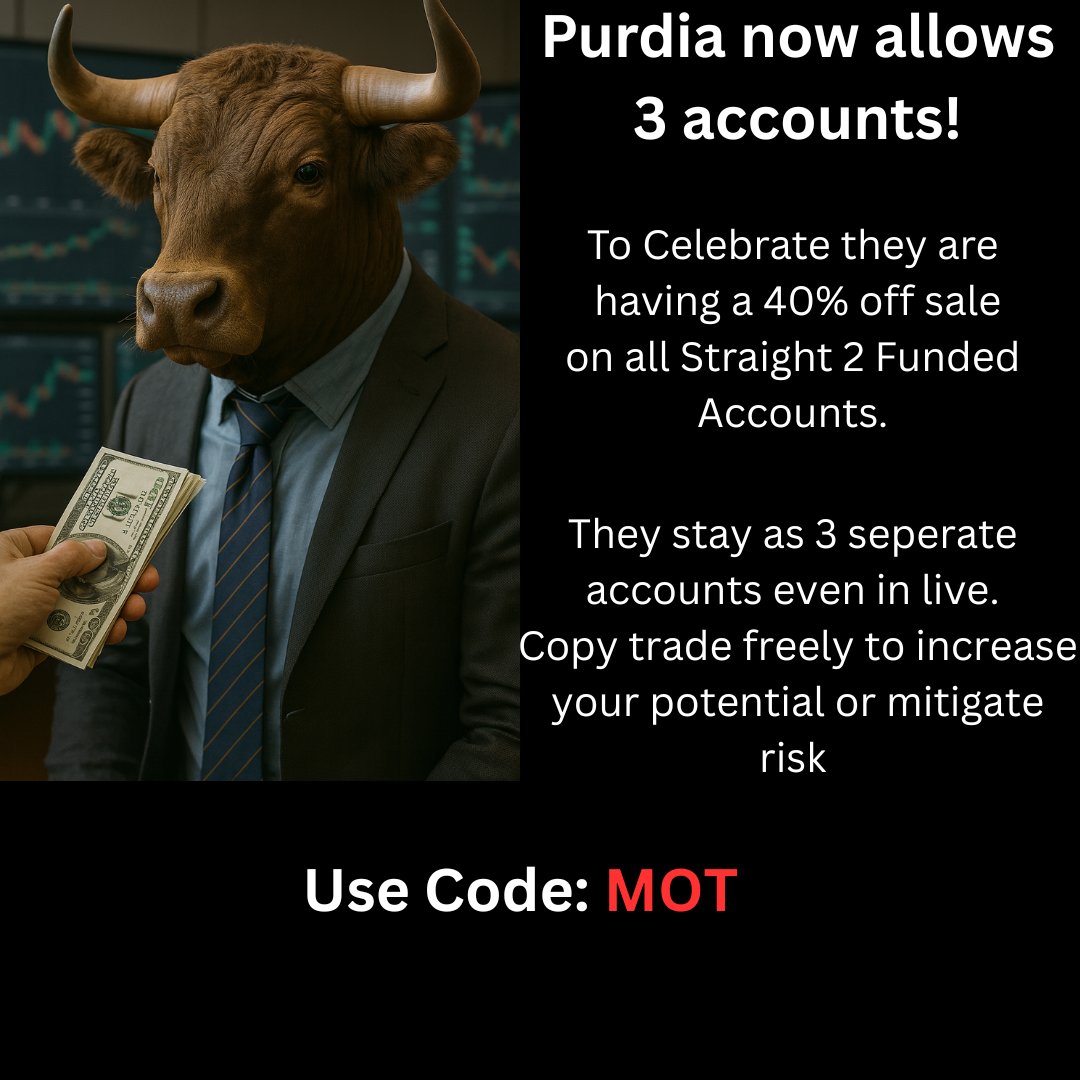 @purdiacaptial now offering 40% off their S2F accounts. Grab up to 3 accounts and trade the way you like. 

 bit.ly/oxpur   Code: MOT

#daytrading #propfirm #propfirms #futurestrading