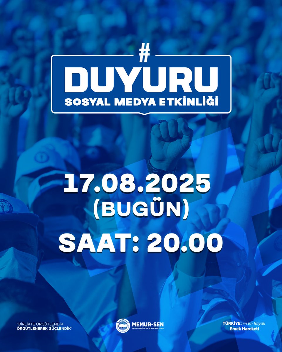 8. Dönem Toplu Sözleşme sürecinde Kamu İşvereni’nin; enflasyon gerçeğini yok sayan, memuru ve emekliyi görmezden gelen teklifine karşı bu akşam saat 20.00’da X ve Next Sosyal platformlarında hashtag çalışması yapıyoruz.  

Tüm kamu görevlilerini desteğe bekliyoruz!