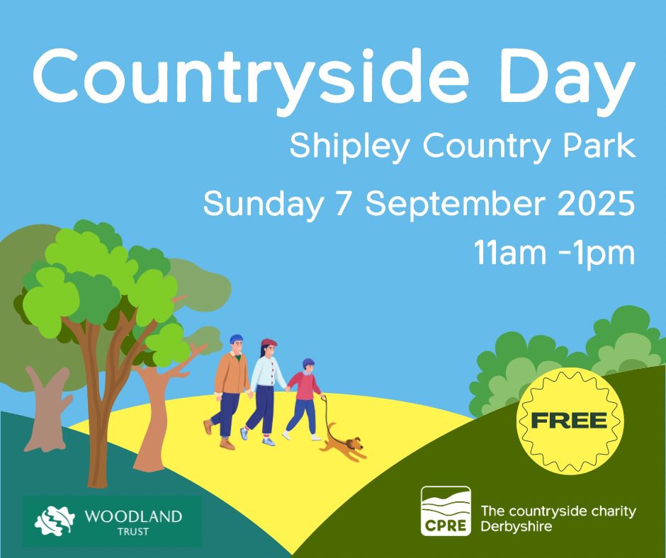 Everyone welcome to celebrate Countryside Day with us on Sunday 7th September 2025 11am - 1pm at Shipley Country Park (DE75 7GX). 

Enjoy a guided walk followed by light refreshments - all free!

Well behaved on-lead dogs are welcome. No need to book. Parking charges are payable.