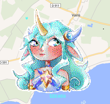 himitsu_950r's tweet photo. J'ai refait mon fanart de Soraka Starguardian version chibi en pixel art sur le wplace ! @LoL_France @LeagueOfLegends 

#wplace #leagueoflegends #pixelart https://t.co/Yhq99SlMfT