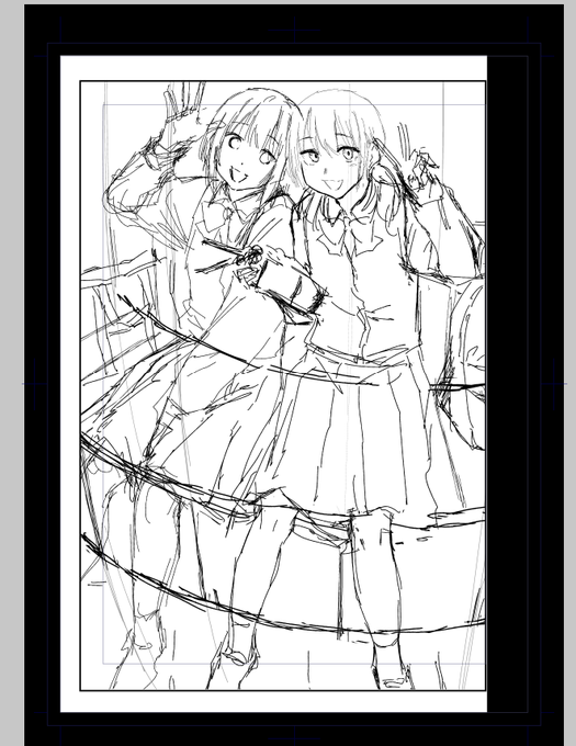 描きおろし作業。「おかえり」の前ページにこういう絵を入れる予定 