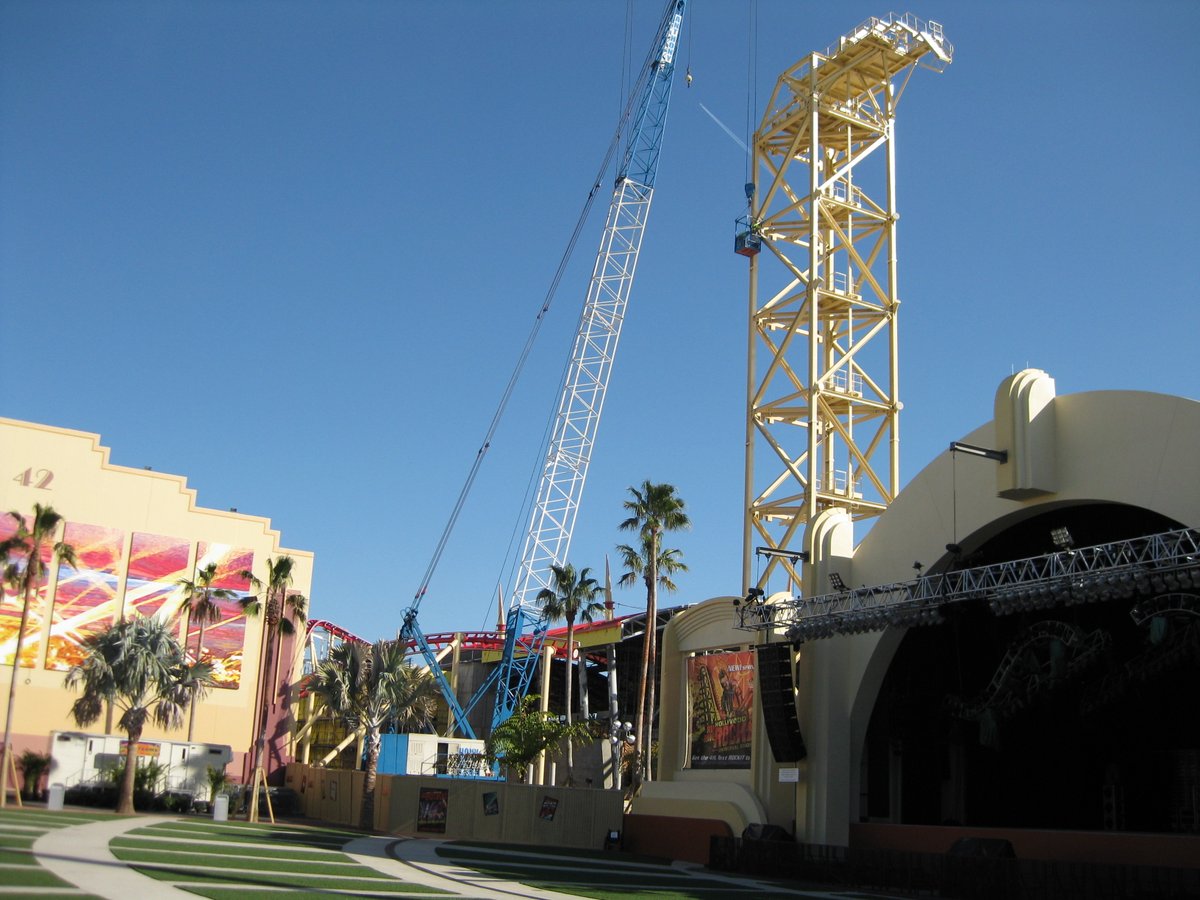 Construction photos of Hollywood Rip Ride Rockit. March 9, 2009