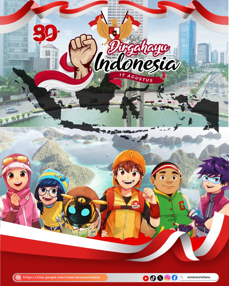 🇮🇩✨ Dirgahayu Republik Indonesia ke-80! ✨
Terima kasih kepada para pahlawan yang telah berjuang demi kemerdekaan negeri ini.
Semoga negeri ini terus diberkahi, penuh persatuan, dan generasi muda bisa jadi penerus yang hebat. 
#HutRi80 #DirgahayuRi #BoBoiBoy