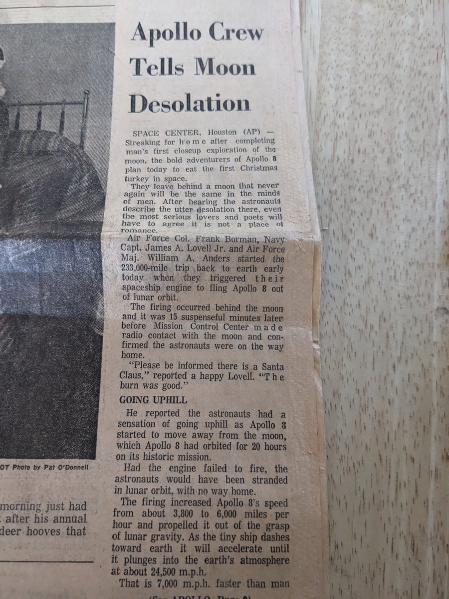 ChaosOnPaper's tweet image. Old newspaper found in storage from Christmas, 1968. 
#Astronauts #Spacetravel #NASA #history