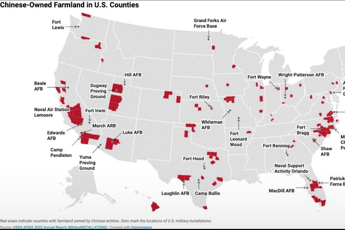 cindirenee's tweet photo. @GovCox @CandicePierucci Interesting because I just found this map that shows Chinese owned land in Utah…care to explain or elaborate? Does their land have anything to do with the data center being built here????? https://t.co/OtgWBSAH9r