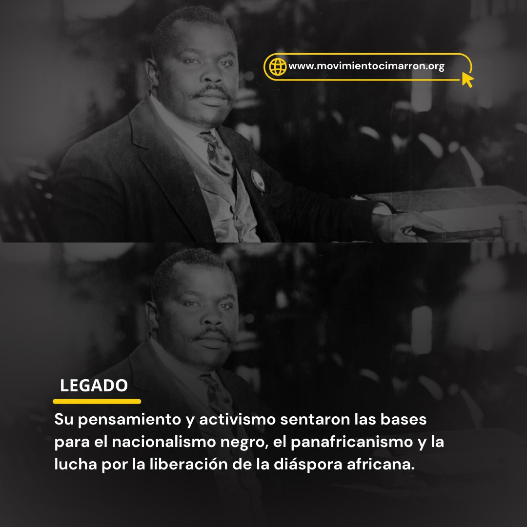 Hoy celebramos el natalicio de Marcus Garvey 🇯🇲✊🏿. ¡Un líder que nos enseñó a mirar hacia África! 🌍✨ #MarcusGarvey #Orgulloafro #Panafricanismo
#Cimarrón