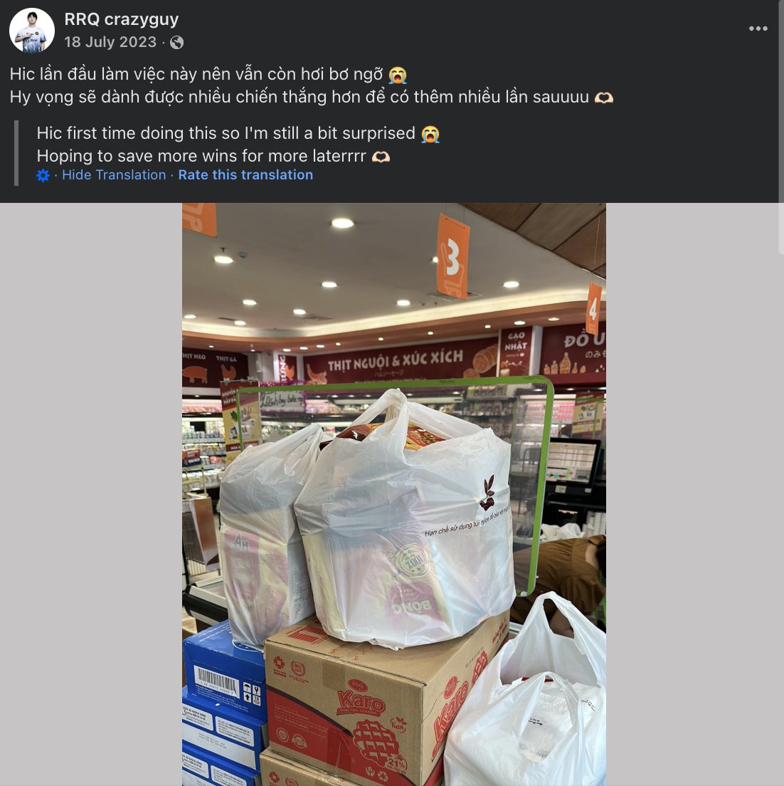 rrq crazyguy donates his winning