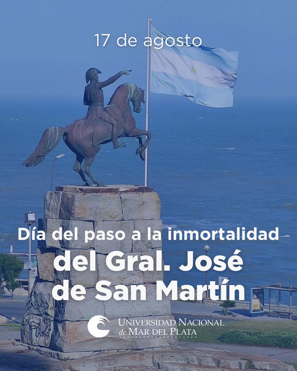 Rectorunmdp (@rectorunmdp) on Twitter photo Hoy conmemoramos al libertador de Argentina, Chile y Perú, el Gral José de San Martín en el aniversario de su fallecimiento. Lo recordamos con profundo respeto, honor y agradecimiento. Su legado persiste en la lucha por la paz y la defensa de la unidad Latinoamericana.
<a href="/unmdp/">Universidad Nacional de Mar del Plata</a> Hoy conmemoramos al libertador de Argentina, Chile y Perú, el Gral José de San Martín en el aniversario de su fallecimiento. Lo recordamos con profundo respeto, honor y agradecimiento. Su legado persiste en la lucha por la paz y la defensa de la unidad Latinoamericana.
<a href="/unmdp/">Universidad Nacional de Mar del Plata</a>