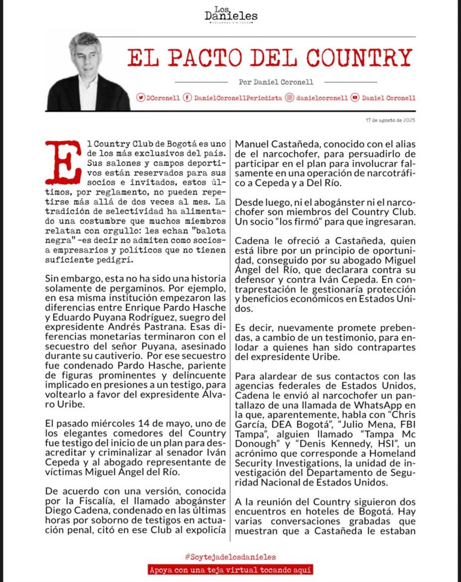 macdonal5's tweet image. Excelente y contundente columna de opinión del periodista, columnista e investigador @DCoronell.