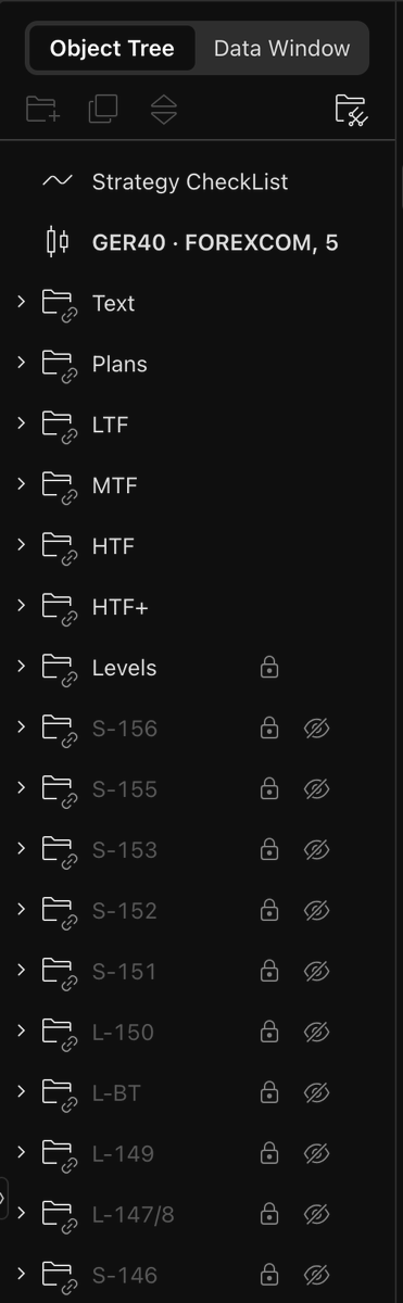 OccultLiquidity's tweet image. TV Object Tree 🧩

Today I wanted to share my process for structuring the data within my trading view charts, keeping them clean and organised. Specifically, this relates to the 'object tree', which houses all the drawings within a chart.

For many people, the object tree could…