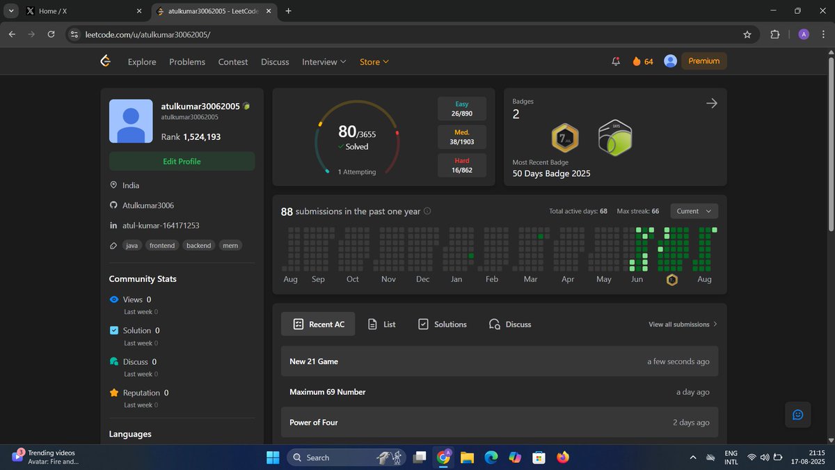 Atulkumar338629's tweet photo. Day-45 #100DaysOfCodeTaking a quick break from my DSA grind as semester exams kick off. How do you balance coding and studies? I'll be back post-exams to keep pushing! Consistency > perfection - let's keep building!  #DSA #Java #buildinpublic #techtwitter https://t.co/iI0YfgzHrs