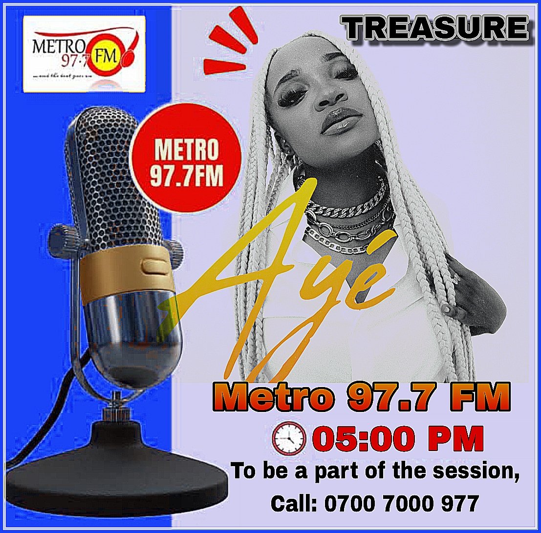 Tune in for our interview session with rising Nigerian female music sensation <a href="/callmetreazure/">callmetreazure !</a> as she tells it all

🕓Time: 5:00pm
📻 Dial: 97.7 FM
📱 Tel: 0700 7000 977
🎙️ Host: Sunday Imonah <a href="/FirstSonar/">Radio Boyfriend | Sunday Imonah ™💧</a>

#Treazure #MetroFm #FollowLikeShare #Interview #Guest #FemaleSinger #Naija