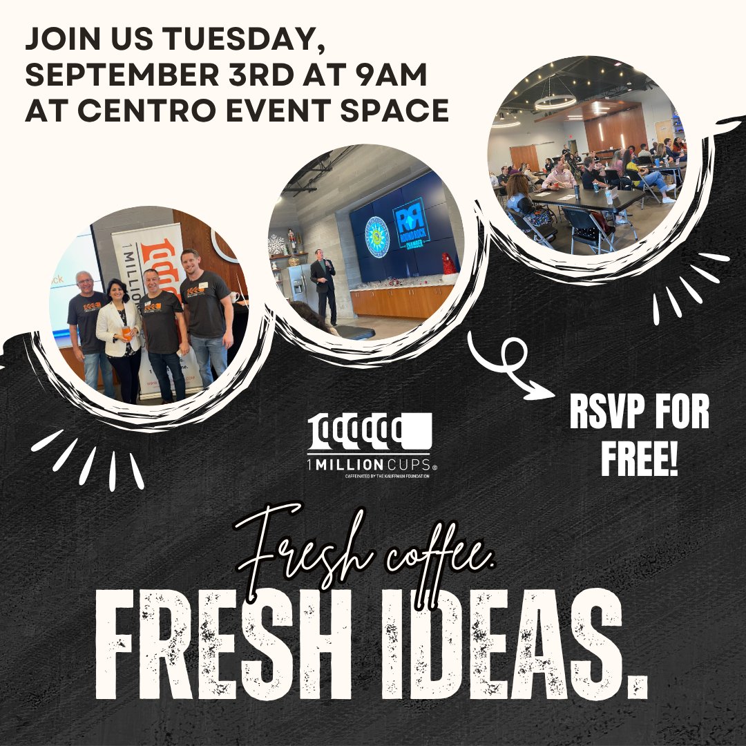 ☕ Join us Tuesday, September 3rd at 9AM for 1 Million Cups Round Rock! A local entrepreneur will present their startup, and YOU get to offer feedback, ask questions, and connect with other innovators.

📍 Centro Event Space | 🎟️ Free to attend: eventbrite.com/e/140215345171…