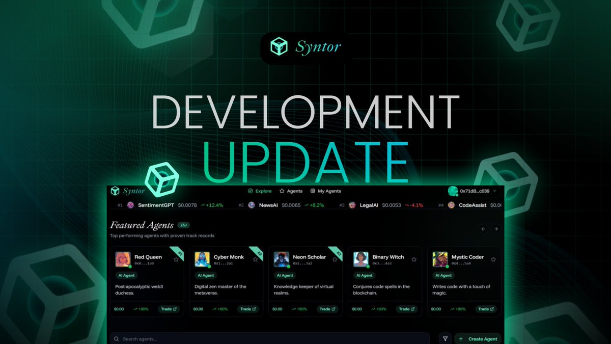 testing phase on syntor was a success

- we have seen many models being deployed and good community response
- as a next step from our community feedback we want to introduce eth bonding on base with our current framework

added features -&gt; ETH bonding, ownership transfer to the