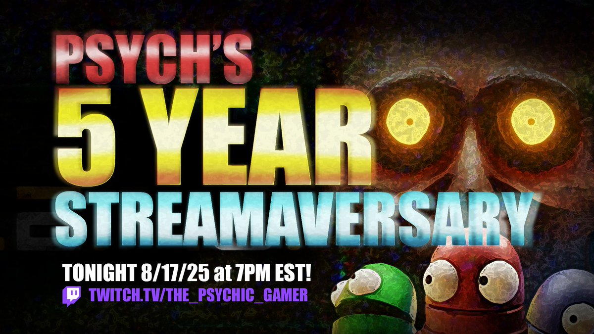 Come join me tonight for my 5 year celebration stream on Twitch at 7PM EST!! We will be playing modded REPO w/ friends!!!
twitch.tv/the_psychic_ga…

#twtich #5years #celebration #repo #smallstreamer