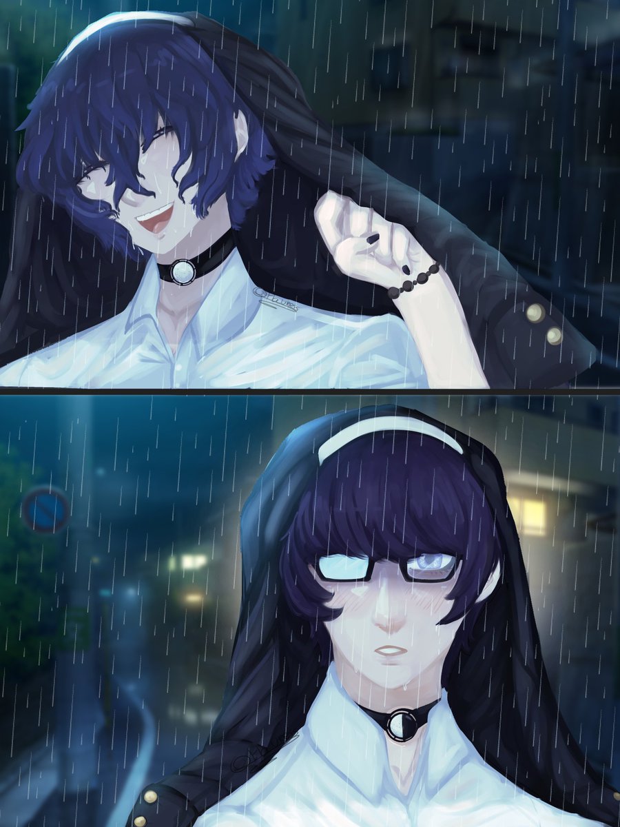 " Together at the rain"

DakuShin first drawing remake 
✡️💜

#YanSim
#YandereSimulator