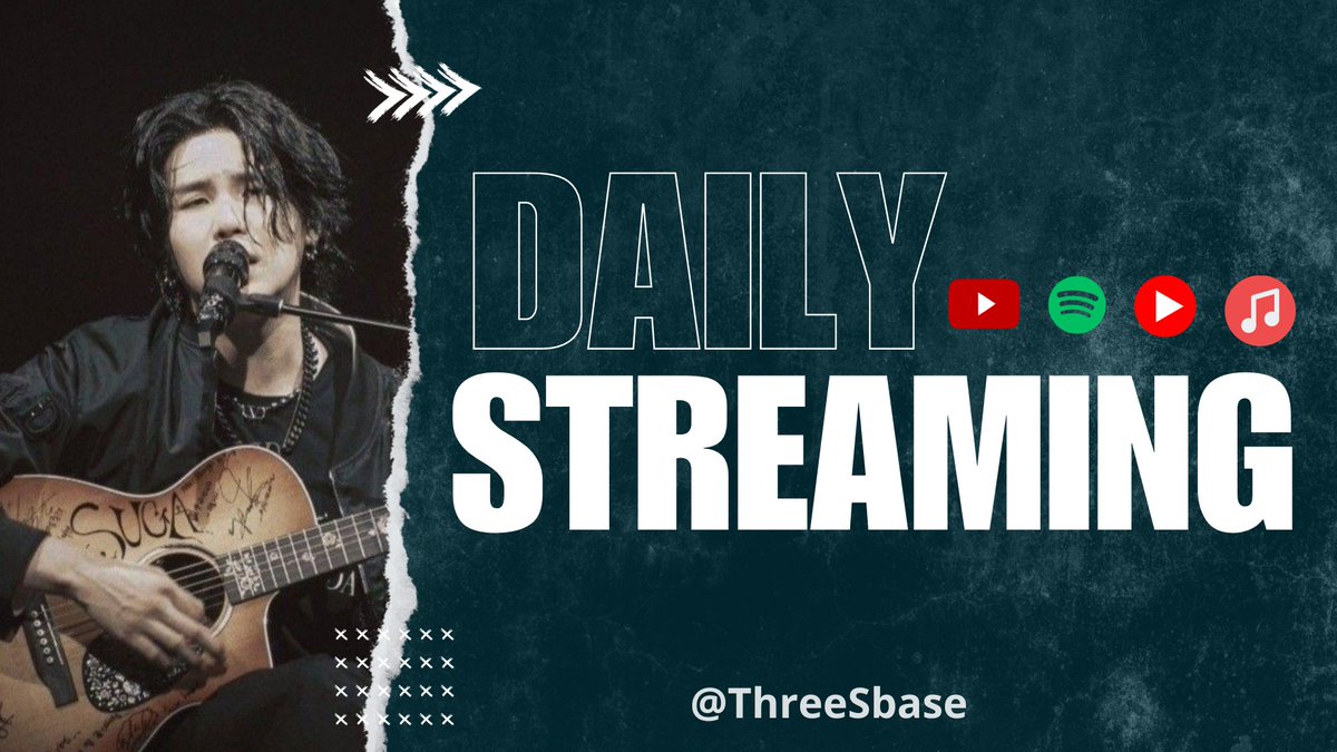 SUGA Streaming Support (@threesbase) on Twitter photo #3S_Streaming | 180825
Good morning and enjoy your day ๐
Spotify ๐ open.spotify.com/playlist/4mpoXโฆ
Apple Music ๐ music.apple.com/id/playlist/daโฆ
YouTube ๐ youtube.com/playlist?list=โฆ
YouTube Music ๐ music.youtube.com/playlist?list=โฆ
#SUGA #AgustD #์๊ฐ <a href="/BTS_twt/">๋ฐฉํ์๋
๋จ</a> #3S_Streaming | 180825
Good morning and enjoy your day ๐
Spotify ๐ open.spotify.com/playlist/4mpoXโฆ
Apple Music ๐ music.apple.com/id/playlist/daโฆ
YouTube ๐ youtube.com/playlist?list=โฆ
YouTube Music ๐ music.youtube.com/playlist?list=โฆ
#SUGA #AgustD #์๊ฐ <a href="/BTS_twt/">๋ฐฉํ์๋
๋จ</a>