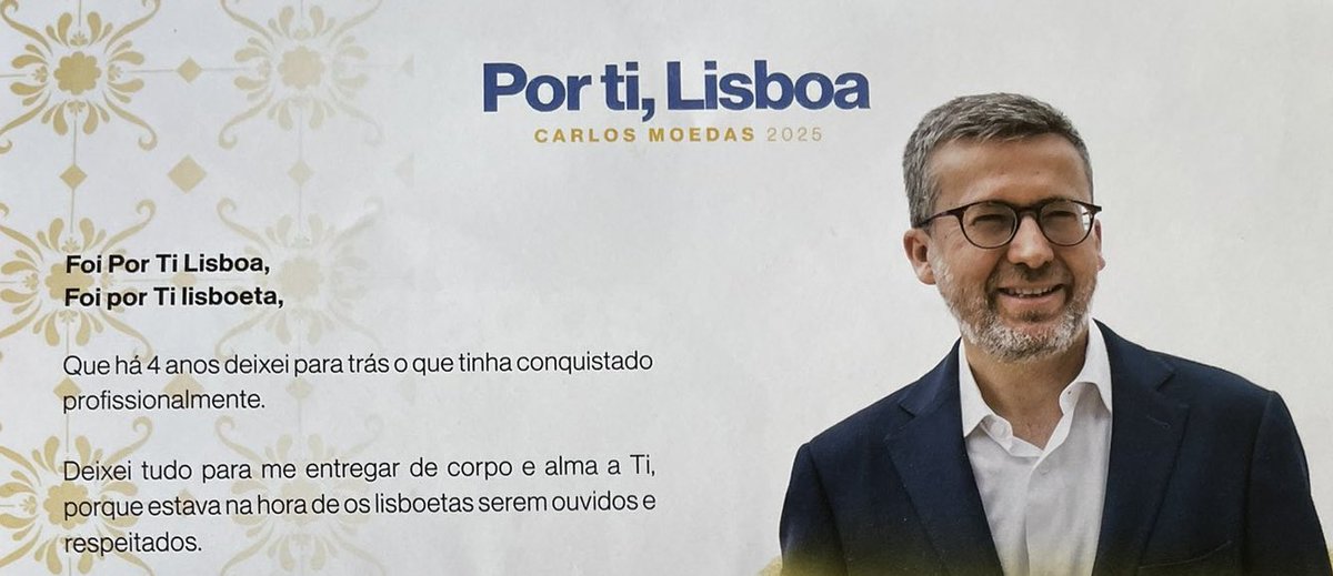 Imagina gostar tanto de Lisboa que abdicas de uma carreira internacional para vir cobrar parquímetros, cortar árvores e fazer o preço das casas disparar. Um sacrifício épico.