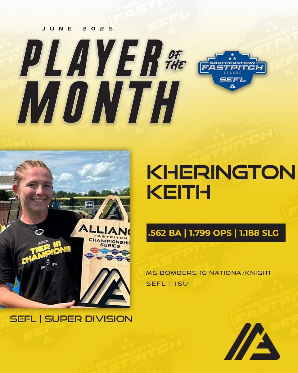 Kherington Keith (@kheringtonk2027) on Twitter photo Thankful and blessed for the recognition from <a href="/thealliancefp/">The Alliance Fastpitch</a>.
<a href="/TKNIGHT11/">MS Bombers Fastpitch</a> <a href="/bombercoach/">Scott Smith</a>
<a href="/CoachBBuchanan/">Bobby Buchanan</a> <a href="/Jamie_Trachsel/">Jamie Trachsel</a>
<a href="/MrCoachTbratt/">Tyler Bratton, M.S.</a> <a href="/Coach_Ricketts/">Samantha Ricketts</a> <a href="/LionUpSoftball/">Southeastern Softball</a> <a href="/BclarkUSA/">Becky Clark</a> <a href="/StinaMcC7/">Kristina McCain</a> @kellhorne31 <a href="/NataliePooleUSM/">Natalie Poole</a> <a href="/ElzeyMatt/">The Coach</a> <a href="/PeytonElzey11/">Peyton Elzey</a> <a href="/CoachJordanSB/">Jordan Clark</a> <a href="/CoachPetikS/">Shelby Petik</a> Thankful and blessed for the recognition from <a href="/thealliancefp/">The Alliance Fastpitch</a>.
<a href="/TKNIGHT11/">MS Bombers Fastpitch</a> <a href="/bombercoach/">Scott Smith</a>
<a href="/CoachBBuchanan/">Bobby Buchanan</a> <a href="/Jamie_Trachsel/">Jamie Trachsel</a>
<a href="/MrCoachTbratt/">Tyler Bratton, M.S.</a> <a href="/Coach_Ricketts/">Samantha Ricketts</a> <a href="/LionUpSoftball/">Southeastern Softball</a> <a href="/BclarkUSA/">Becky Clark</a> <a href="/StinaMcC7/">Kristina McCain</a> @kellhorne31 <a href="/NataliePooleUSM/">Natalie Poole</a> <a href="/ElzeyMatt/">The Coach</a> <a href="/PeytonElzey11/">Peyton Elzey</a> <a href="/CoachJordanSB/">Jordan Clark</a> <a href="/CoachPetikS/">Shelby Petik</a>