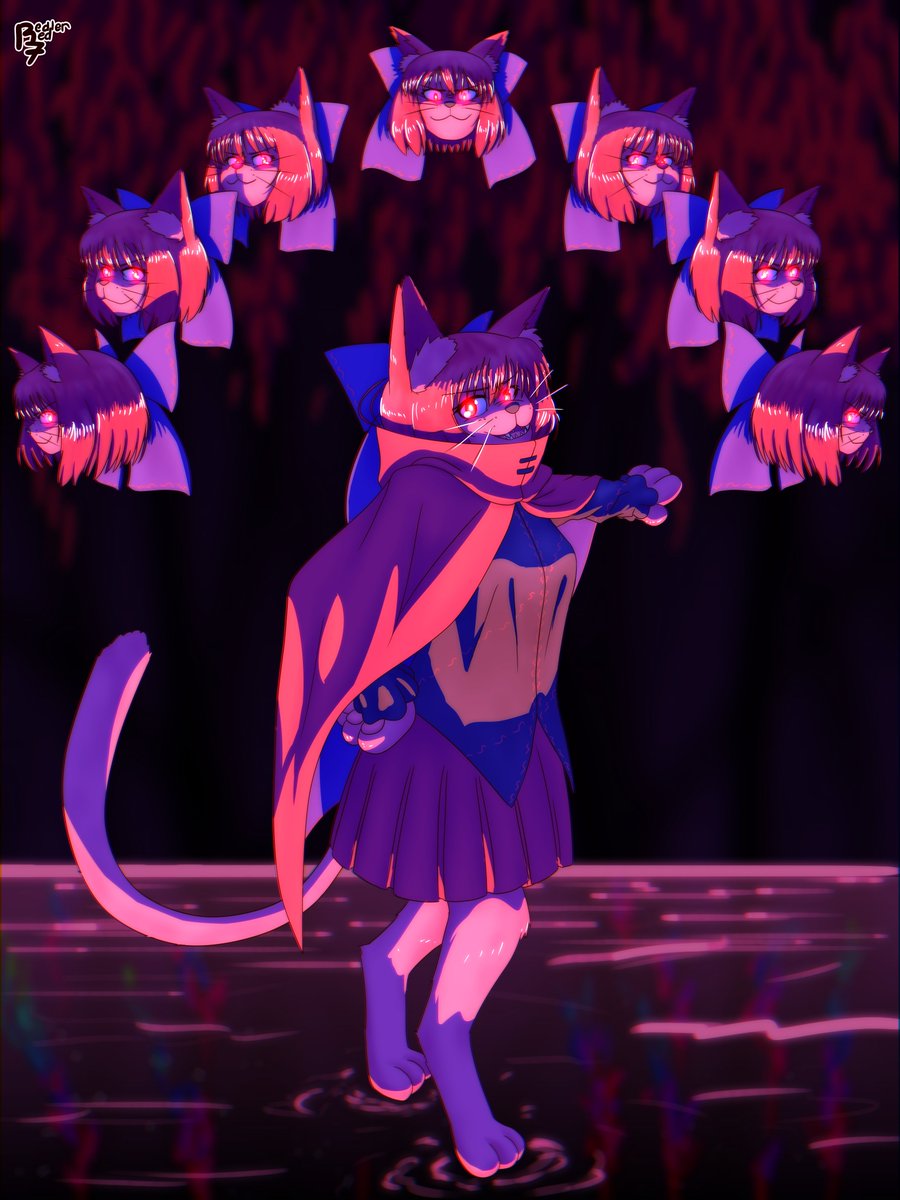 Ambushed by a Rokurokubi… cat?
For tumblr user sekibanki-blog
Commissioner was of the opinion that there's not enough furry art of Touhou characters. I was happy to provide for them
#Touhou #東方Project #sekibanki #赤蛮奇 #fanart #furry