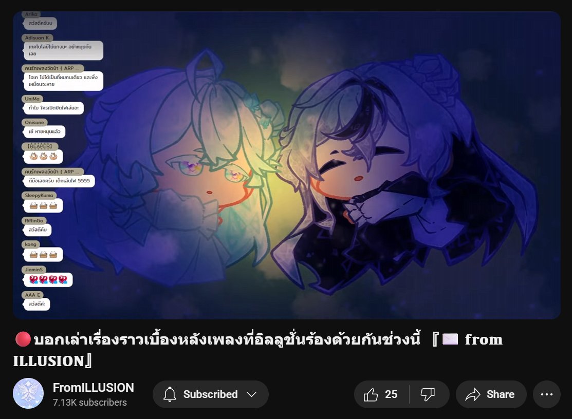 ขอบคุณ #ฟังฝัน ที่มาหาพวกเราในวันนี้นะคะ

วันนี้ขอบคุณสำหรับต้าวก้องความน่ารักเกินห้ามใจของ Loading จากคุณ #JiaMinS26 นะคะ🤏🖤🤍

สำหรับใครที่อยากรู้เรื่องเบื้องหลัง และสิ่งที่ไม่เคยเผยแพร่ที่ไหนมาก่อน👀มาดูย้อนหลังกันได้ที่ youtube.com/live/Pnt4jrvYq…

#FromILLUSION