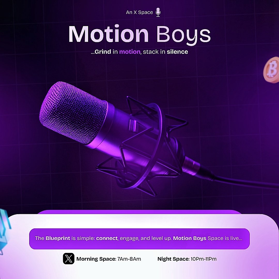 PaulOkonu's tweet image. Motion is the way forward. We grind in motion, we stack in silence. The Motion Boys Space is built for connection, growth, and real engagement.
A place where consistency meets community.📍 Morning Space: 7AM – 8AM
📍 Night Space: 10PM – 11PM
Don&apos;t fade,tap in #xpaces #web3
