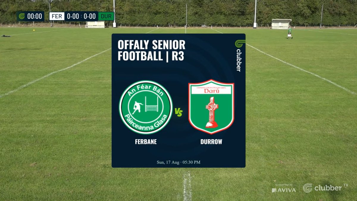 We are LIVE for the <a href="/Offaly_GAA/">Official Offaly GAA</a> Senior Football Championship🏆

<a href="/ferbanegaa/">Ferbane GAA</a> 🆚 <a href="/DurrowGAA/">Durrow GAA</a> , 5.30🕑

📺Clubber.ie | #ClubberTV