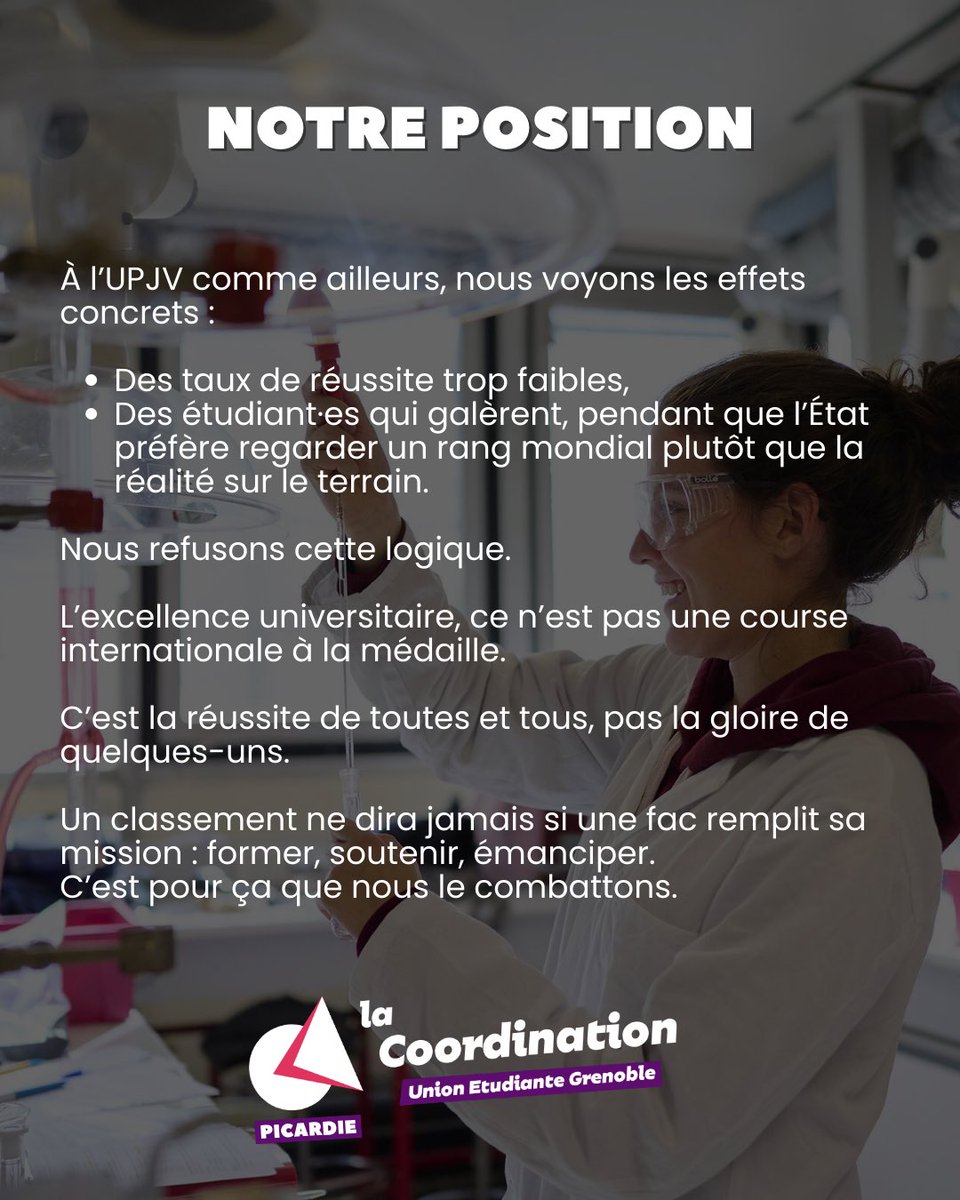 Pas de trophées en carton 🎓🚫

Le Classement de Shanghai met :
-Les facs en concurrence, 
-Accroît la sélection 
-Concentre les moyens sur quelques-uns au détriment de tou·tes. 

Défendons une université qui forme, soutient et émancipe 🌍🤝