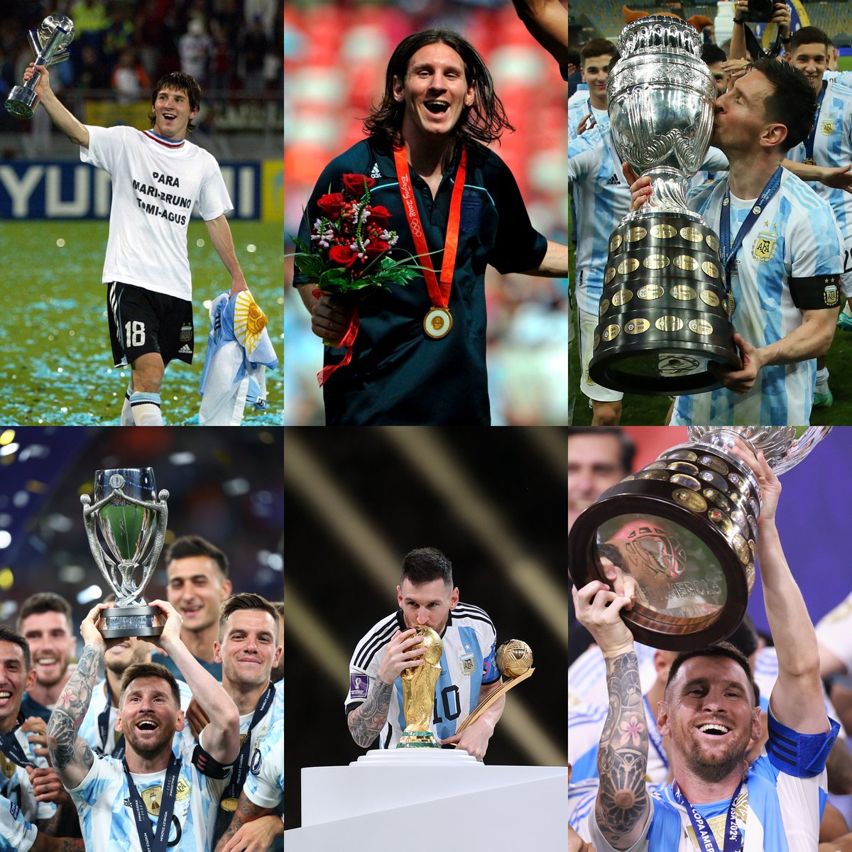 Hoy se cumplen 20 años del debut de Lionel Messi en la Selección Argentina absoluta. La colección, completa. El legado, infinito. El agradecimiento, eterno. 🔟🇦🇷❤️

🏆Mundial Sub 20
🏆JJ.OO
🏆Copa América x2
🏆Finalissima
🏆Copa del Mundo