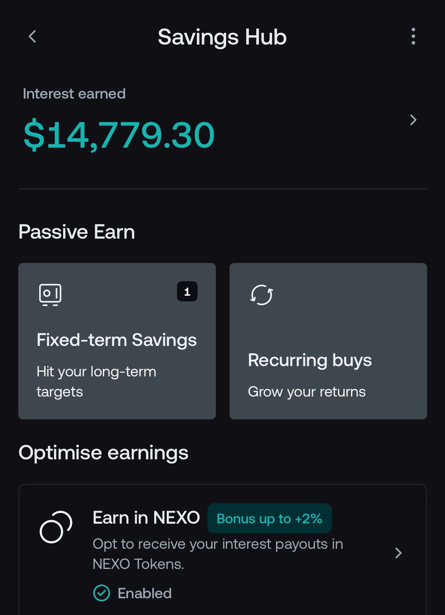 Albertusaurus88's tweet photo. $NEXO savings' hub provides imo the leading APRs in the crypto industry with reliable backed and secure system 🔐

>90% of investors undermine the value that can be obtained from APRs on crypto holdings and the compound effect these have in a bull market 📈 

#NEXO #APR #Compound #crypto