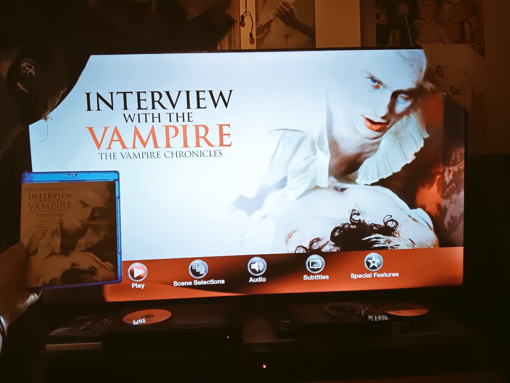 lana_drop's tweet photo. Well, I decided to finally watch my blueray copy. So #NowWatching #nw #NowReWatching #interviewwithavampire. Man, it has been years. #horrorfam Since i've seen this. #horrorcommunity #horrorfamily #horrorfriends #vampires #vampiremovies #horrormoviesandchill👻🔪 Any fans? https://t.co/V36OcfIQBE