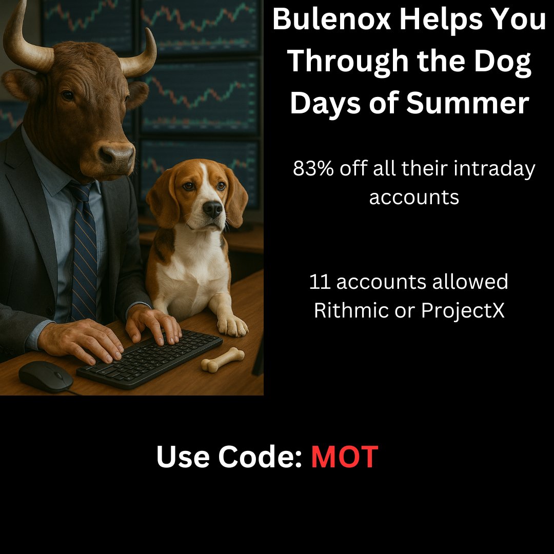 🐶 Get 83% off any of Bulenox's intraday accounts. 11 accounts are allowed and you can pass in one day!! 

bit.ly/motbul Code: MOT

#daytrading #propfirm #propfirms #futurestrading