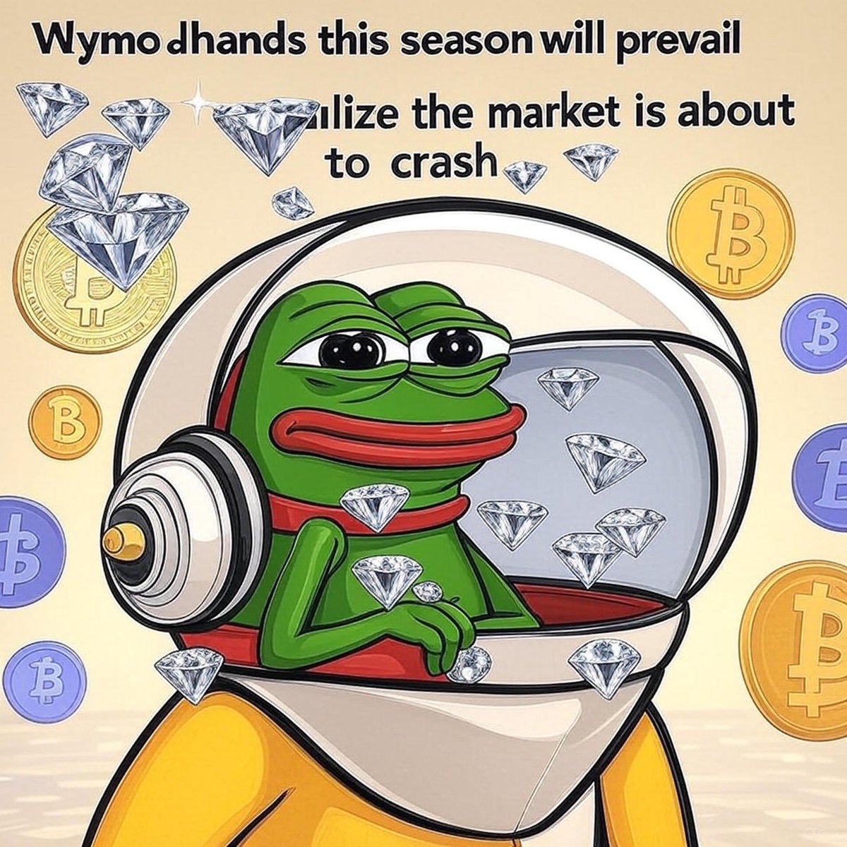 THESAINT562's tweet image. For some reason grok added @pepecoineth to my @TurboToadToken image …. Thoughts??? 
It was supposed to say diamond hands this season will prevail.. with a diamond incorporated crypto theme.