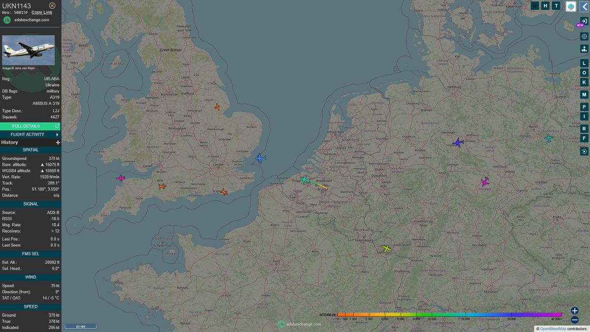 AIYeyENGDdJkjTr's tweet photo. Aug. 18, 2025
#Rzeszow, Poland #Brussels ==> #Joint Base Andrews
#UKN1143 #50815F Ukraine Government Airbus A319-100
#GAF649 #3F4E27 Germany Air Force Bombardier Global 5000 https://t.co/l1BDl08Swq