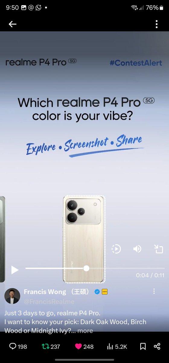 Bhuvan (@bhuvan_rj46) on Twitter photo <a href="/FrancisRealme/">Francis Wong (王硕)</a> Birch Wood is my absolute pick.🧡
I love how clean, modern and refreshing it looks. It carries a calm elegance with a premium feel, making it the perfect shade for someone who loves simplicity with a classy touch. Truly timeless and beautiful 😍✨
#RealmeP4Pro <a href="/FrancisRealme/">Francis Wong (王硕)</a> 🙌 <a href="/FrancisRealme/">Francis Wong (王硕)</a> Birch Wood is my absolute pick.🧡
I love how clean, modern and refreshing it looks. It carries a calm elegance with a premium feel, making it the perfect shade for someone who loves simplicity with a classy touch. Truly timeless and beautiful 😍✨
#RealmeP4Pro <a href="/FrancisRealme/">Francis Wong (王硕)</a> 🙌