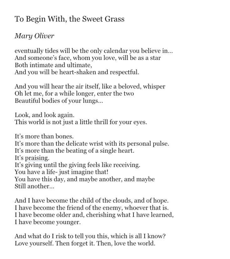 “And l have become the child of clouds, and of hope.” 

#SundaySentence from Mary Oliver’s "To Begin With, the Sweet Grass" from Devotions.