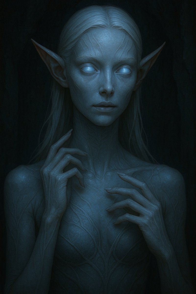 rpgpizzaria's tweet photo. I've been rethinking Deep Elves (not drow) a long the lines of how other creatures evolve underground. I think they're going look like this... #cresthavenrpg #dnd #ttrpg https://t.co/kH15WPAYay