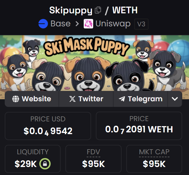 THIS IS THE ONLY REAL $SKIPUPPY ON BASE

Rest everything is either a rug, scam or a dead community

If you want to ape the real Skipuppy with the best community, this is the place

CA- 0x2fF5bE03a5456aB99836cc2caA4Ae0d158680581

THE TRUE HEIR TO SKI DOG!